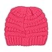 C.C Babies' Winter Knit Plain Cuff Skull Cap Beanie Hat, Solid Candy Pink