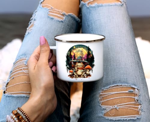 Taza de camping esmaltada con diseño místico 16oz miniatura 3