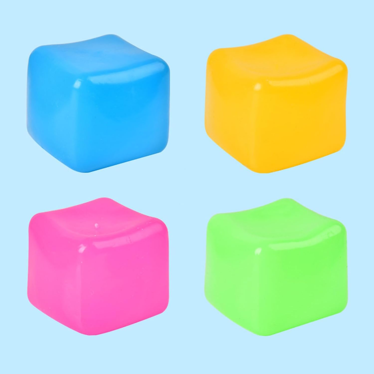 Glow-in-The-Dark Stress Cube, Soft Silicone Ice Cube Fidget Ball for Adults, Luminous Sensory Toy for Anxiety Relief and Office Focus, 1-Piece (Random Color)