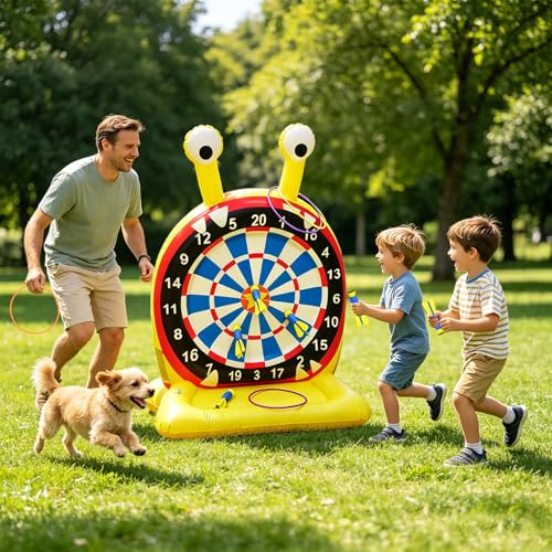 Inflatable Monster Dart Board Pool Games, Pool Floats Water Game for Beach Yard, 2-in-1 Pool Toys with Throwing & Ring-toss Games, Summer Water Toys for Kids, Teens & Adults by LUKBERA - Used condition - Image 6