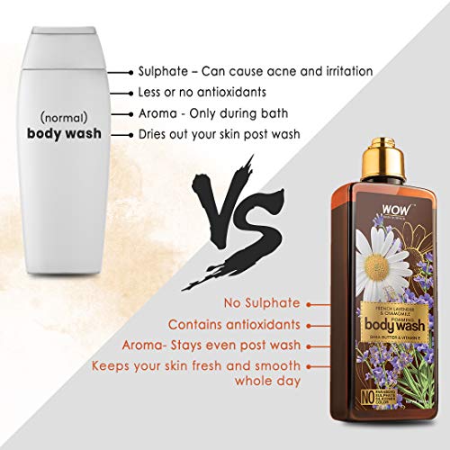 Image of WOW Skin Science French Lavender & Chamomile Foaming Body Wash - No Parabens, Sulphate, Silicones & Color - 250mL