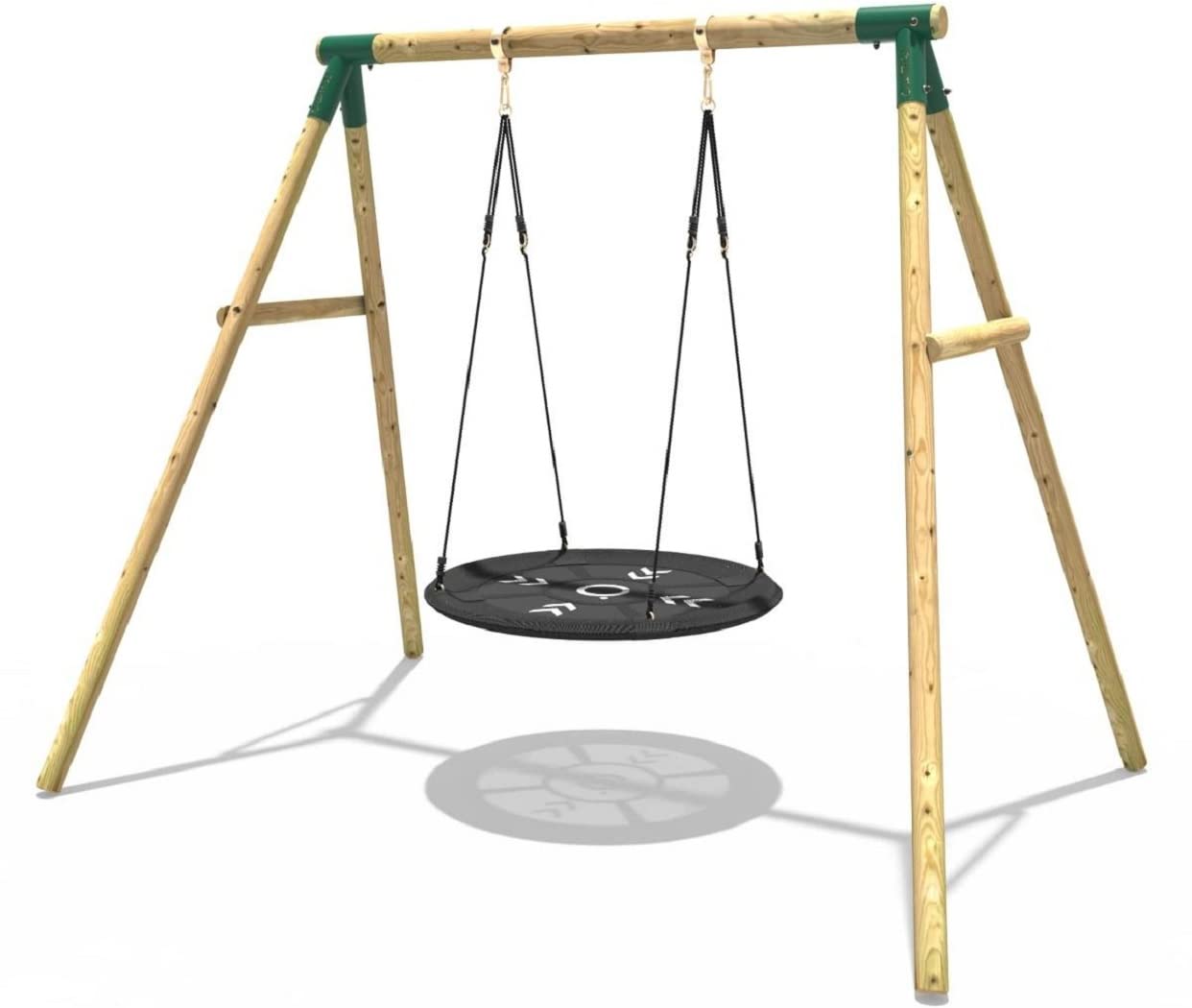 Rebo® Children's Wooden Garden Swing Set - Mercury | OutdoorToys | Pressure Treated Timber, Soft Feel Ropes, Nest Swing Seat, Sturdy Construction for Kids