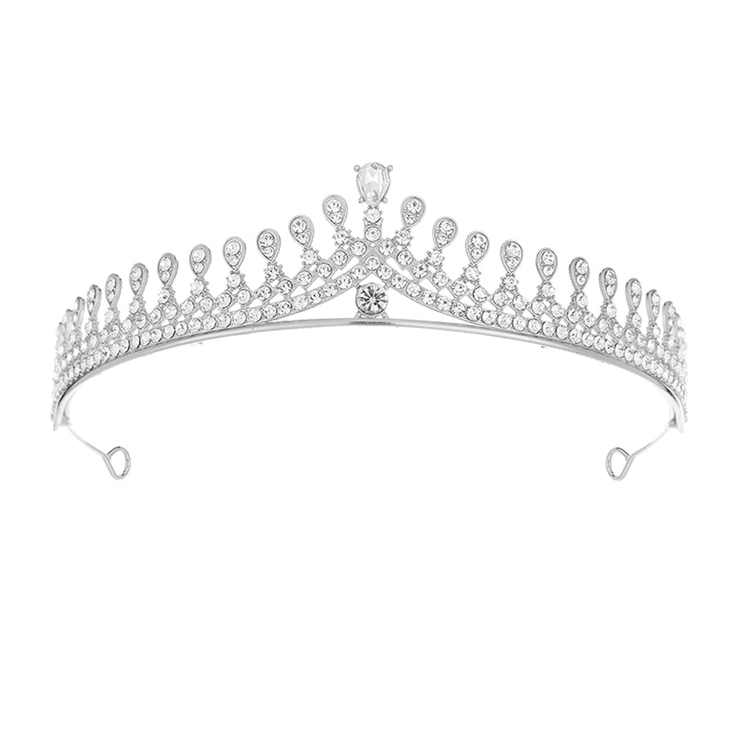 Cubic Zirconia & Crystal Studded Princess Tiara Crown for Girls & Women Birthday Gift Hair Accessories