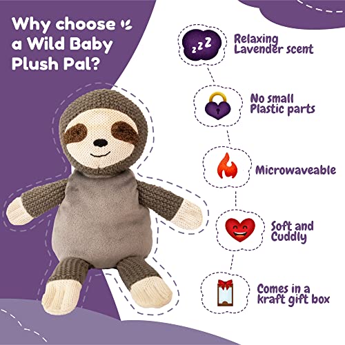 Wild Baby Sloth And Elephant Microwaveable Stuffed Animal Bundle - Heatable Plush Pal With Aromatherapy Lavender Scent For Kids - 12" #TOP2