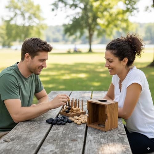 Juego de Estrategia 3D Cuatro en Línea de Madera miniatura 4