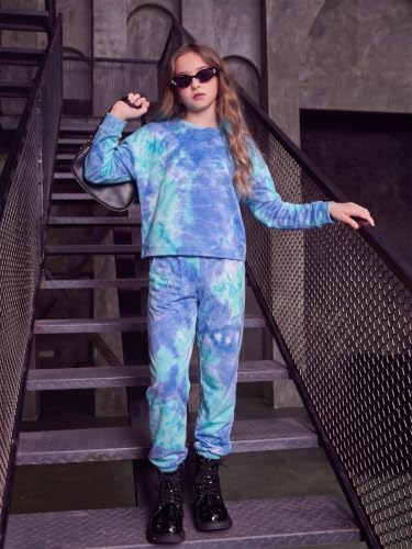 Image of Arshiner Girls 2 Piece Outfits Kids Trendy Tie Dye Sweatsuits Sets