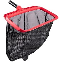 Pool Skimmer Net, Upgraded Pool Net Skimmer with Double-Layer Netting Bag, Larger Capacity Pool Nets for Cleaning Finest Debris, Thickened Frame Pool Leaf Net Reinforced with Grid Structure