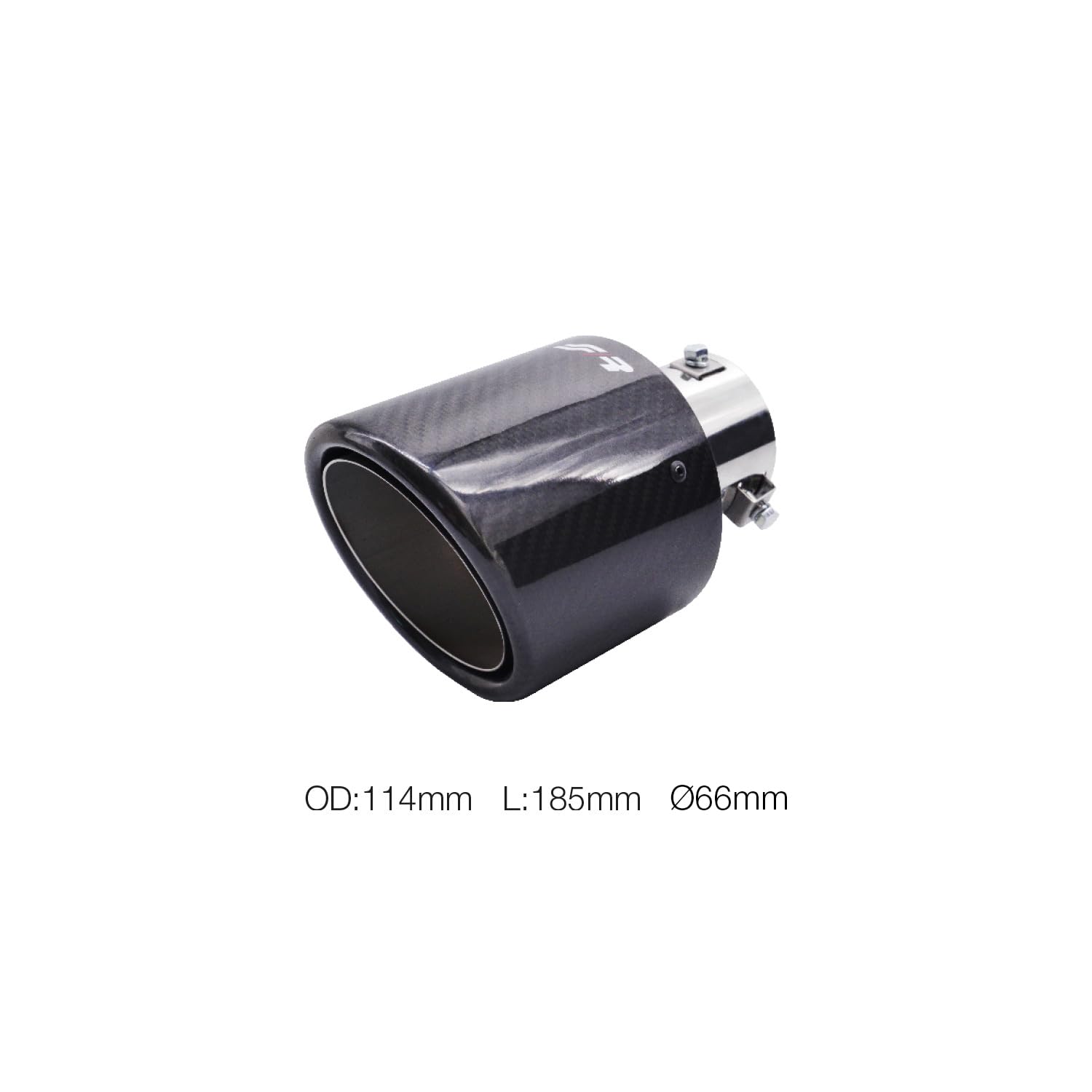 Simoni Racing TRX/121C Uniwersalny zacisk wydechowy, pojedynczy wylot nachylony 114 mm, stal nierdzewna i węgiel