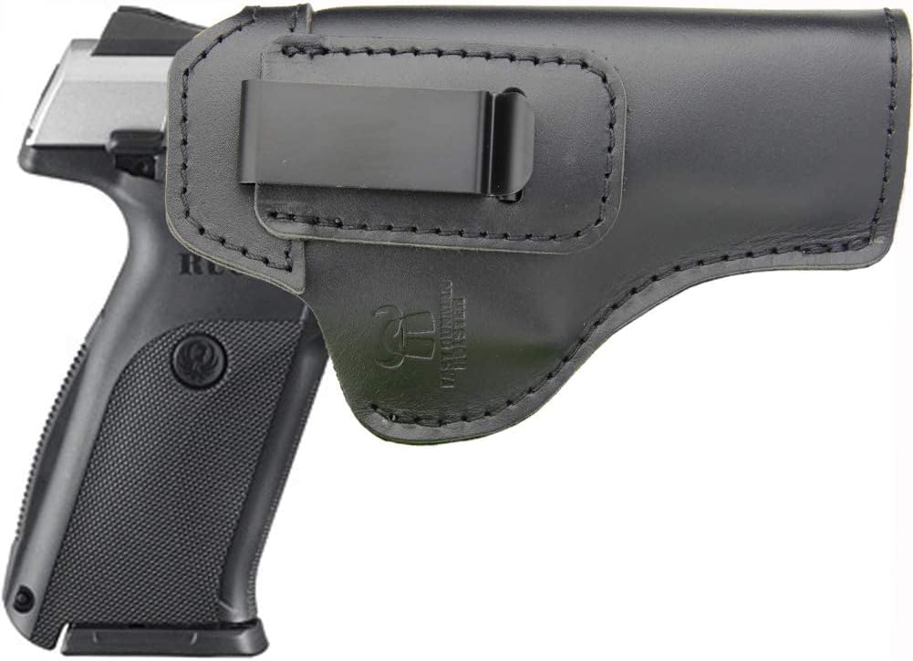 Right Hand Universal IWB Leather Holster + 2-Pack Magazine Holster, Fits: Ruger SR Series SR9/SR40/SR45 Full Size or Similar Sized Pistols