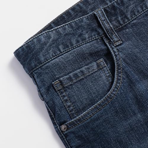 Men's Classic Style Comfortable Elastic Loose Straight Tube 5 Pocket Jeans Clean and Versatile4
