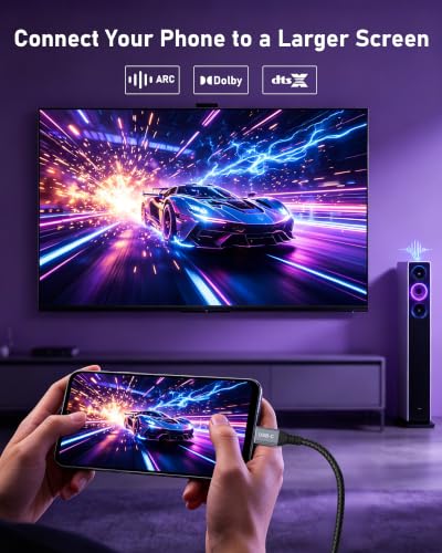 8K USB C to HDMI 2.1 Cable, 8K@60Hz 4K@240Hz Thunderbolt 5/4 to HDMI,10ft