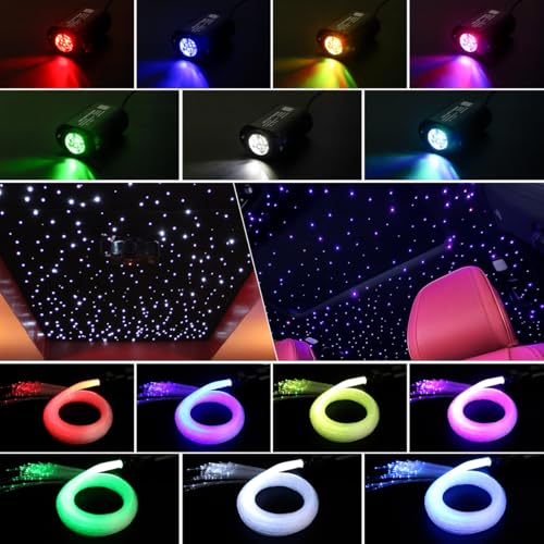 Image of AKEPO 6W Extremely Mini Twinkle Fiber Optic Starlights Headliner Lights Kit | 150pcs 6.5ft /2m End Glow Strands Music Activated APP&Remote Control Star Light Kit for Car /Home