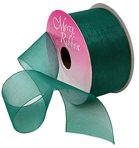 Morex Ribbon Sheer Organza Ribbon, 1.5 inch by 25 Yards, Jade, 91809/25-044