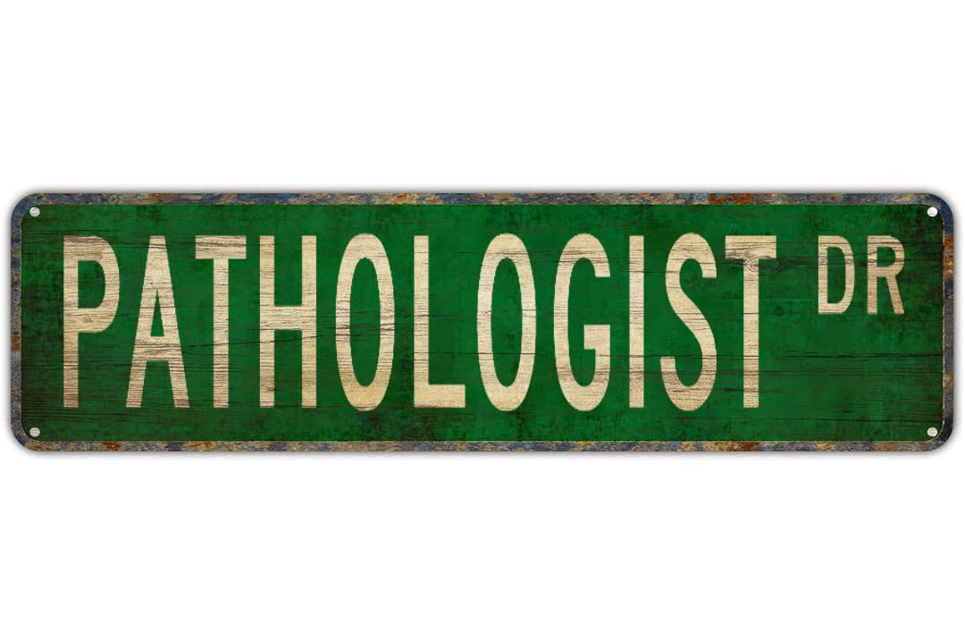 peiyeety Pathologist Dr Vintage Street Sign, 4x16 Inch RusticThemed Wall Decor, Retro Metal Tin Sign for Home, Office, Garage, Bar, Farmhouse, Patio, Man Cave, Waterproof Tin Sign, Durable Wall Art