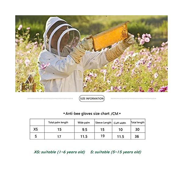 AUCYV Bienenschutzhandschuhe für Kinder – wasserdichte Imkerhandschuhe für Anfänger mit langer Canvas-Hülle… – Bild 5
