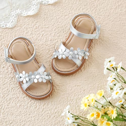 Image of Otter MOMO Girls Open Toe Princess Flat Sandals with Comfort Sole Summer Sandals