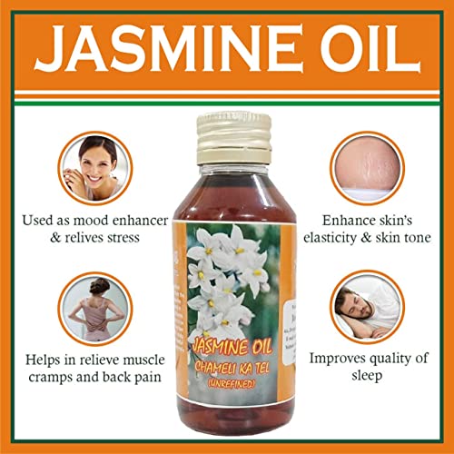 J Organics Chameli Oil For Hanuman Puja Chola Jasmine Flower Oil For Face Hair Skin Fragrance Oil 100 ml - Image 3