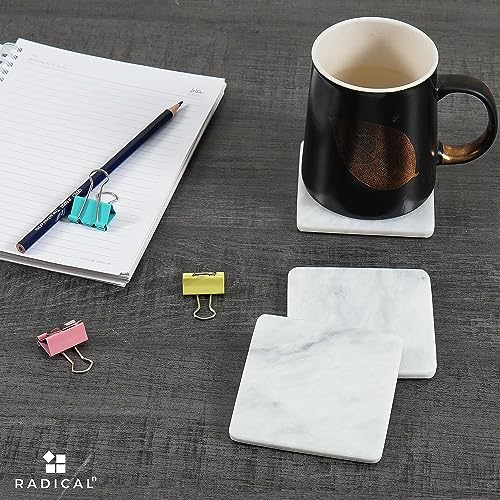 Dessous de verre carrés marbre blanc Radicaln idée cadeau maison et bureau