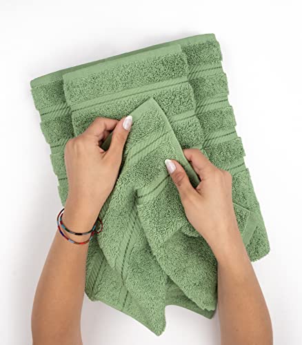 American Soft Linen Luxury 6 Piece Towel Set, 2 Bath Towels 2 Hand Towel 2 Washcloths, 100% Cotton Turkish Towels for Bathroom, Sage Green Towel Sets - Image 6