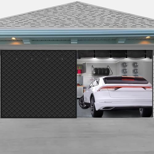 QwayHome Garage Door Screen for Winter, 16x7 Ft Garage Door Insulation Kit, Magnetic Thermal with Enhanced Weighted Bottom,Thicken Garage Curtain Oxford Cloth Silk Cotton Waterproof Windproof