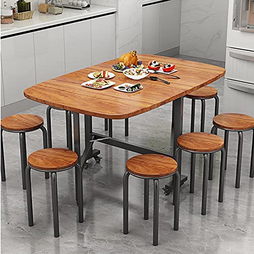 Mesa de comedor plegable, mesa de cocina rectangular extensible de madera, diseño de hojas colgantes ajustables que ahorra espacio, con ruedas móviles, ideal para espacios pequeños