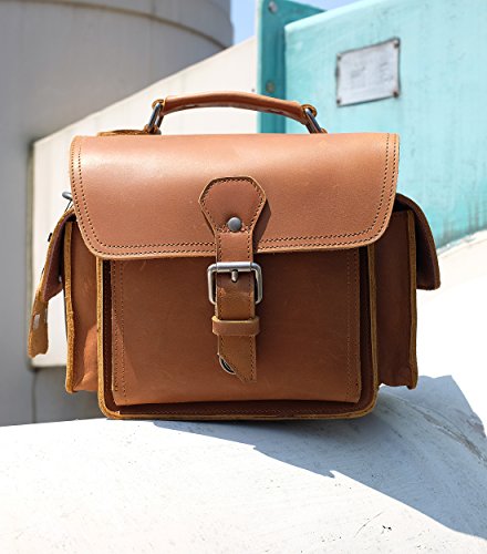 ZLYC Vintage DSLR SLR Tasche Abnehmbare Stoßfest Polster Echtleder Kameratasche Messenger Bag(Braun),M – Bild 8