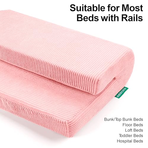 Image of AEOCOO Bed Bumpers for Toddlers, Size 3 Ft, Toddler Bed Rail Bumper Protector for Loft Beds & Bunk Beds, Bed Rail Height Extender Bed Guardrail, Anti-Bump | Fall Prevention, Pink