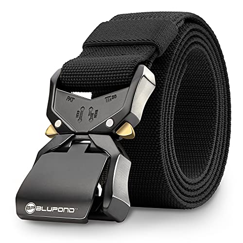 BLUPOND Tactical Belt with Quick Release Buckle – Adjustable Military EDC Rigger Belt for Men