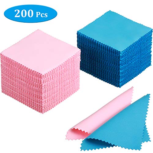 200 Pieces Jewelry Cleaning Cloth Polishing Cloth Jewelry Cleaner Cloth for Silver Gold Platinum Jewelry, Watch, Coins