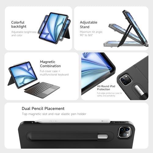 HOU iPad Air 13インチ ケース キーボード (M3/M2 2025)用 取り外し可能なキーボードケース iPad Pro 13 M4 /12.9インチ 6/5/4/3rd の商品画像 2