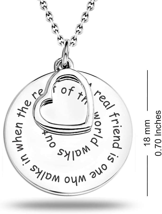 LeCalla Personalized Customized Engraved Inspirational Heart Message Necklace for Women Teen