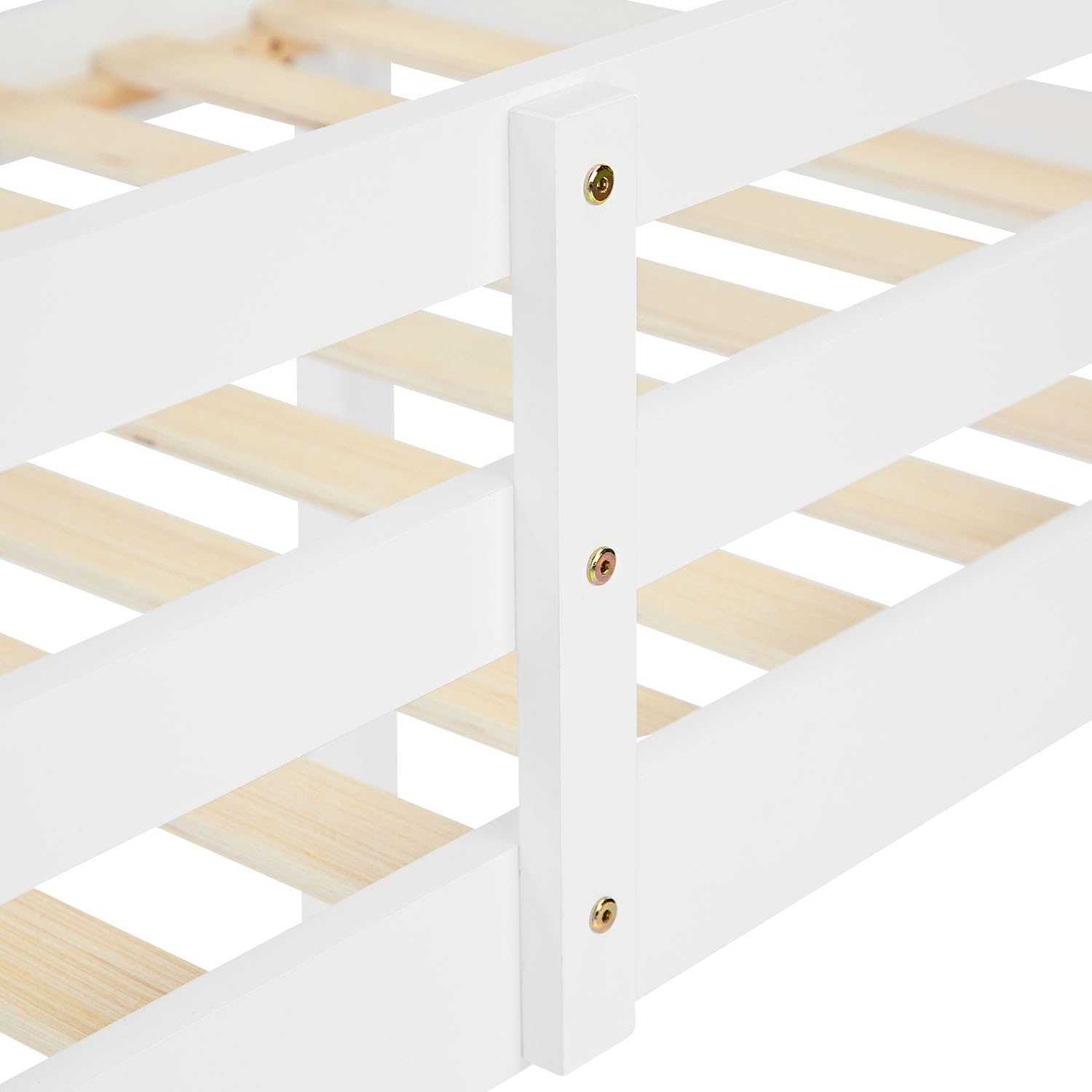 Homestyle4u Kinder-Hochbett mit Rutsche 90x200 cm Weiß Massivholz Bett | Stabiles Etagenbett aus Kiefer Massiv mit Leiter und Lattenrost - Ideal zum Spielen und Schlafen im Kinderzimmer