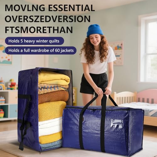 Cryster 2-Pack Clear Moving Bags – Heavy Duty Storage Totes with Reinforced Handles & Double Zippers - image 2
