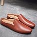 Men's Leather Simple Flat Casual Mule Clogs Fashion Slip On Comfortable Breathable Closed Pointed Toe Backless Dress Loafers for Work Party Wedding Walking (Brown,10.5)
