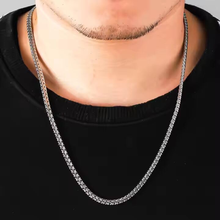 Image of THE MEN THING Chain for Men, Luxury Pure Titanium Steel Chain | Silver Stainless Steel Chain | Necklace Jewellery for Men & Boys
