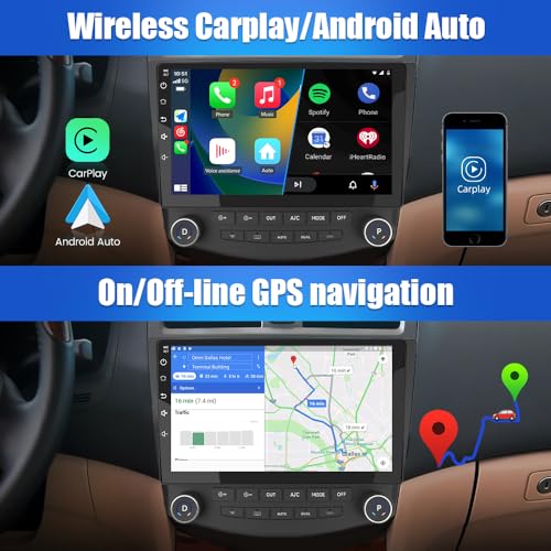 Image of Junsun 5G WiFi Radio Stereo for Honda Accord 2003-2007,Wireless CarPlay /Android Auto,GPS DSP RDS,Upgrade Bluetooth 5.0 AM /FM Stereo with 1080P Backup Camera 2GB RAM 32GB ROM