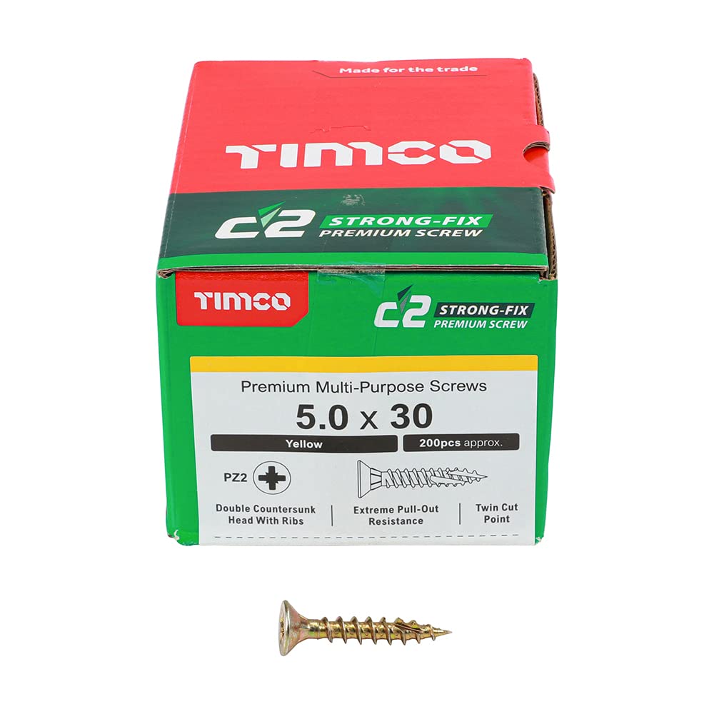 TIMCO 45080C2 C2 PZ2 CSK ZYP Classic Screw 4.5 x 80 - Yellow (Box of 200)