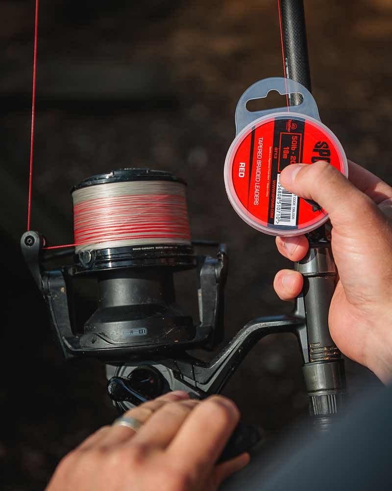 Leader intrecciato conico da 22,7 a 9,1 kg, per pesca alla carpa, 22,7 kg - 9,1 kg, 0,38 mm - 0,20 mm, 3 x 10 m per bobina, assiste lanci lunghi con piccoli nodi, codice DBL006