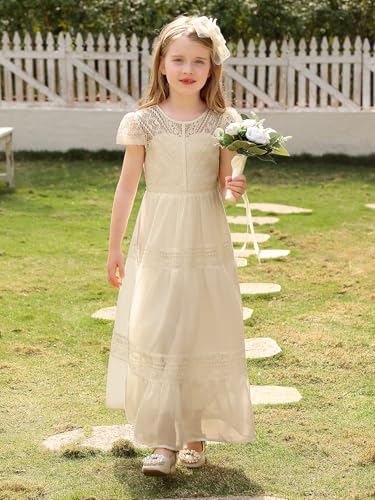 Abaowedding Vintage Flower Girl Dress for Wedding Lace Backless Girls First Communion Dresses3