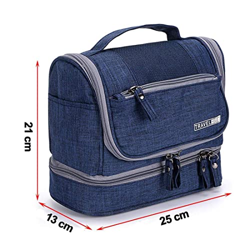 Saco Higiênico, kit organizador de viagem com gancho e bolsa plástica Dop para homem ou mulher (azul
