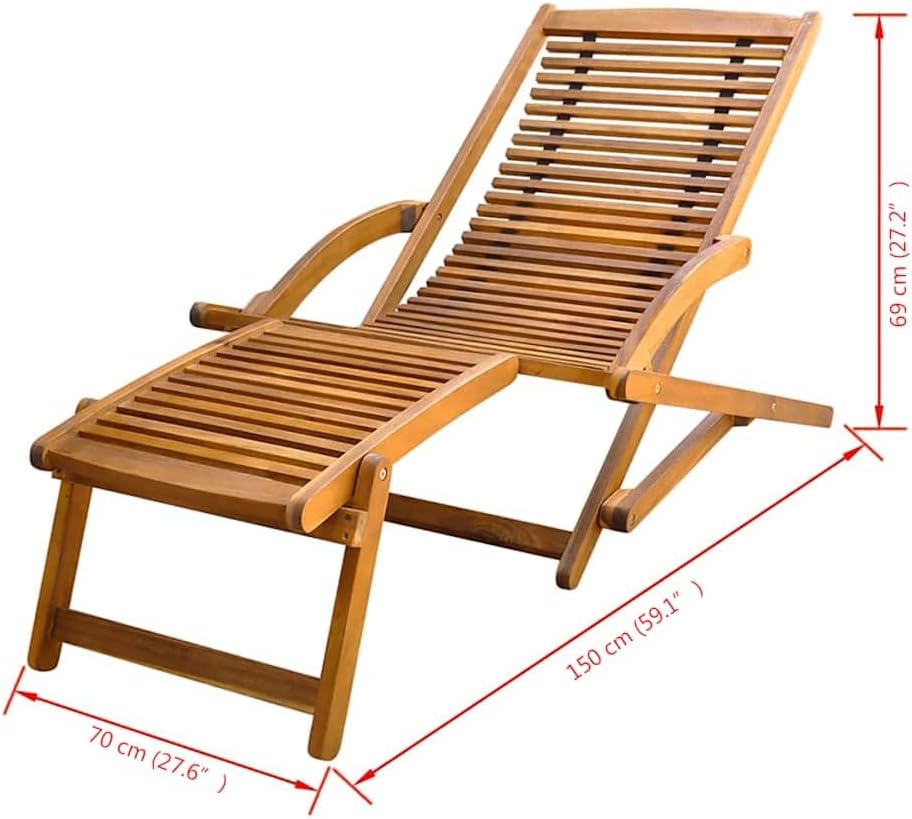 vidaXL Garden Chair with Footstool Acacia Wood
