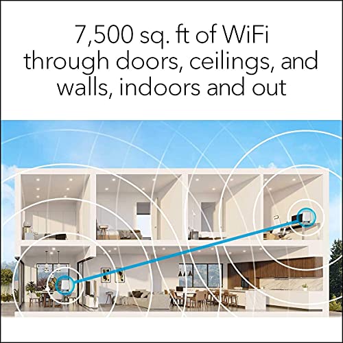 Image of Netgear Orbi Whole Home Tri-Band Mesh WiFi 6 System (RBK853) Router with 2 Satellite Extenders, Coverage up to 7,500 sq. ft. and 60+ Devices, 11AX Mesh AX6000 WiFi (Up to 6Gbps)