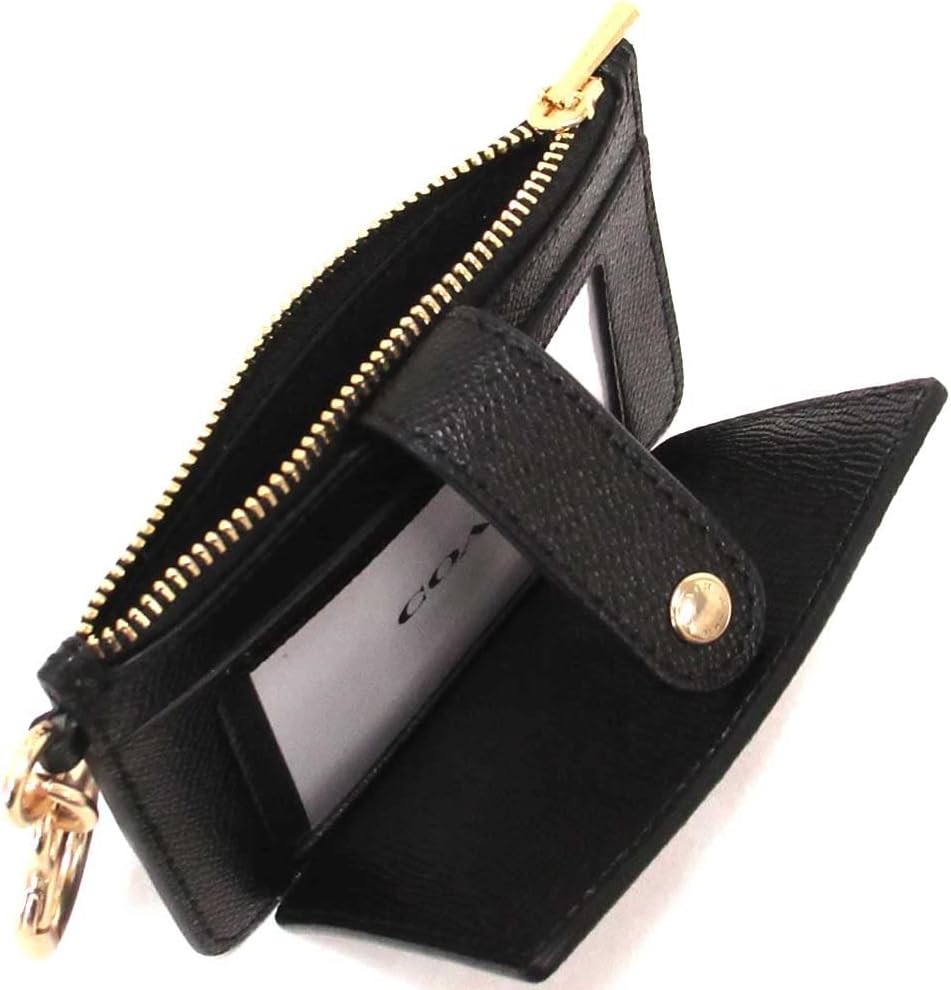 COACH Women's Attachment Card Case (Crossgrain Leather, Black) : Clothing, Shoes & Jewelry