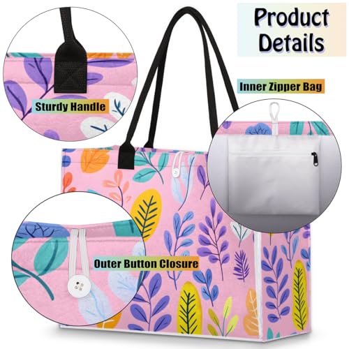 Abstract Summer Plants Tote Bag for Women Large Beach Bag Reusable Tote Bags for Work Travel Beach Shopping4