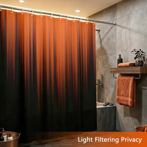 Image of AAtter Orange Black Ombre Shower Curtain, Extra Long 72x84 Inch, 12 Hooks