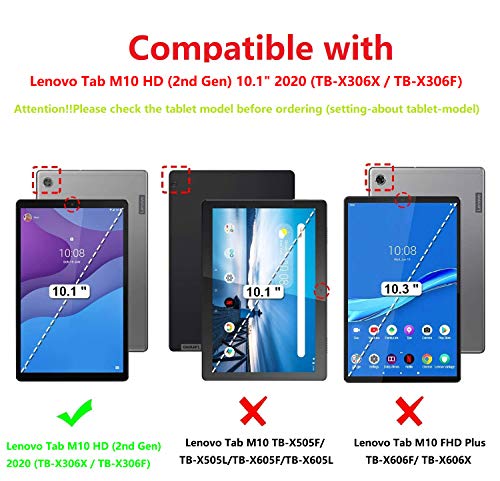 XITODA Hülle für Lenovo Tab M10 HD 2nd Gen TB-X306F TB-X306X,Hybrid PC + TPU Silikon Mit Stand Schutzhülle für Lenovo Tab M10 HD (2nd Gen) 10,1 Zoll Tablet Case Cover Tasche,Dunkelblau – Bild 3