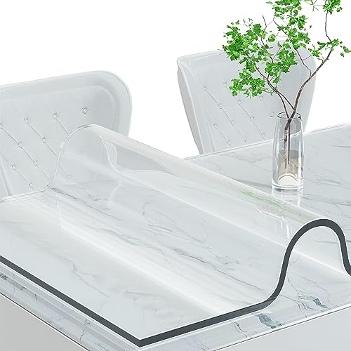 Image of ETECHMART Clear Plastic Table Cover Protector,Thick Waterproof Transparent Table Protector for Dining Table, Non-Slip Heat Resistant Clear Desk Mat for Kitchen 1.5mm Clear 40 inch x 80 inch (Rectangular)