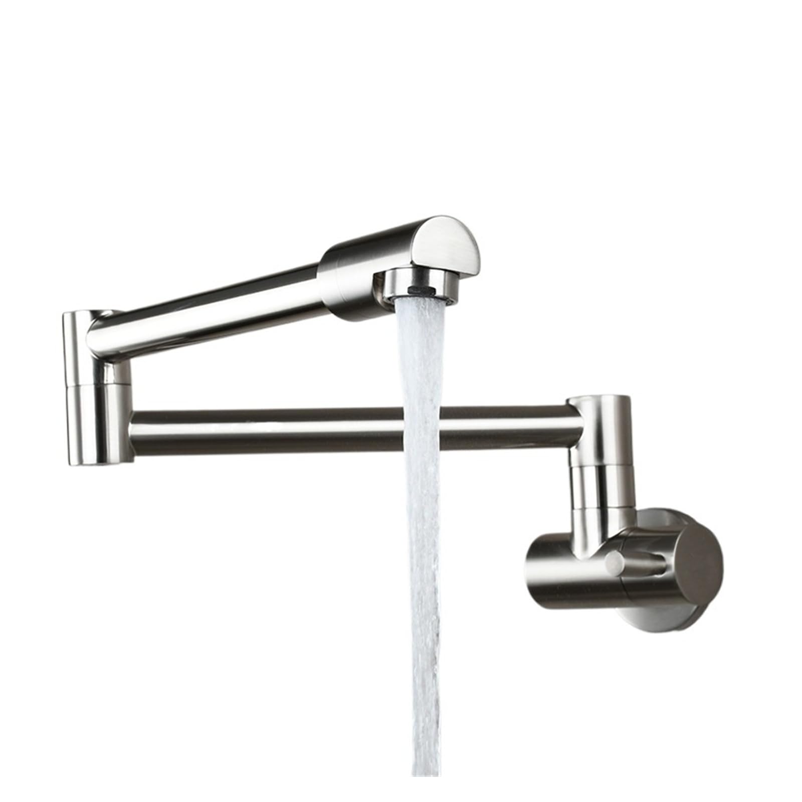 ZQFHSX Brass Kitchen Faucet, Wall Mount Single Cold Hole Mixer Rotate Fold Faucet Chrome Tap for Most Scenarios(Brushed)