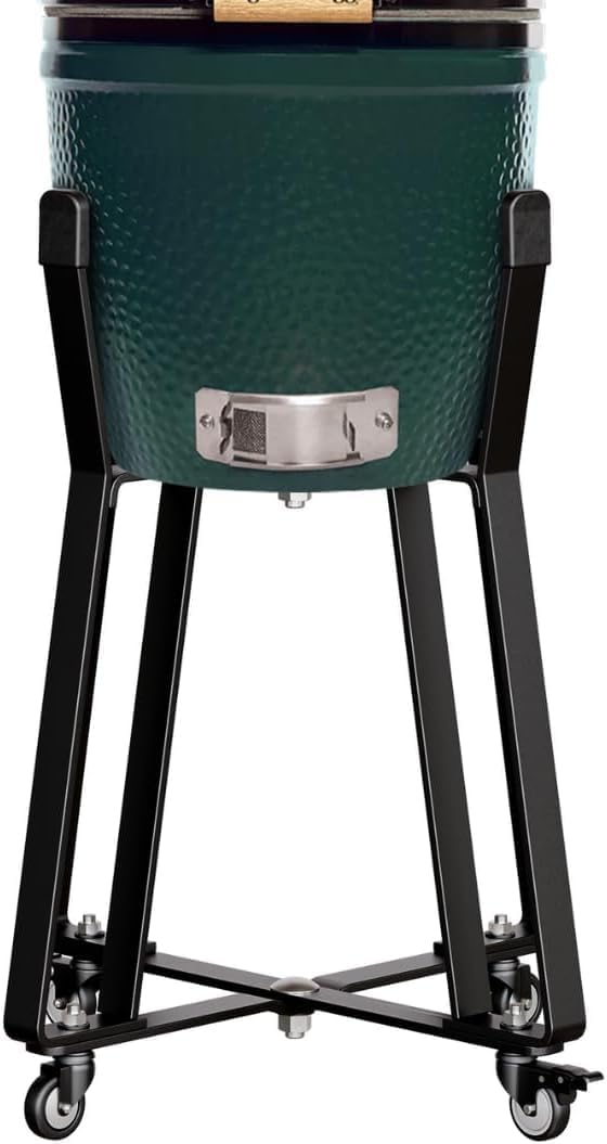 IDZO Grill Rolling Cart for BGE Minimax & Kamado Joe Junior 18", Grill Stand with Heavy-Duty Locking Caster Wheels, Powder-Coated Charcoal BBQ Base, Outdoor Cooking Accessories