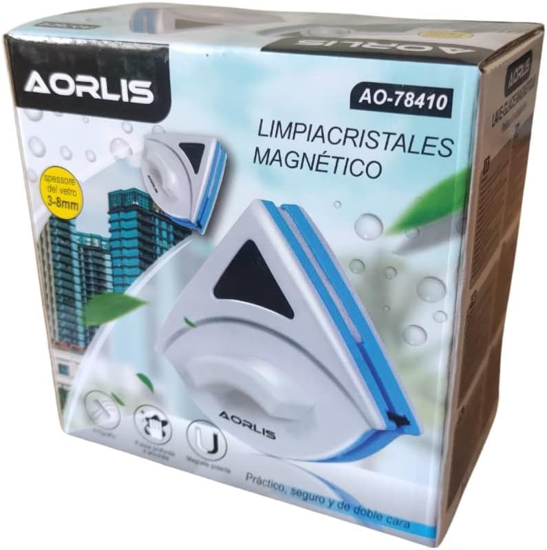 Lavavetri Magnetico per Vetri Pulitore per Finestre e Vetrine con Doppio Magnete per la Pulizia delle Porte